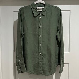 J. Crew Baird McNutt Olive Green Linen Button-Down Shirt